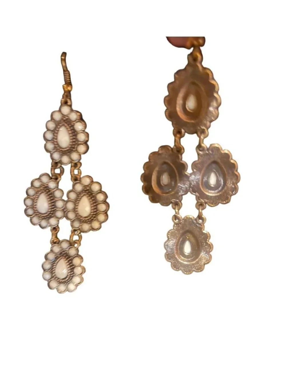 Ivory Blush Teardrop Bohemian Chandelier Earrings